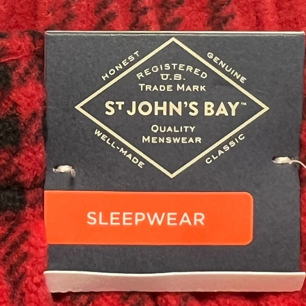 St. Johns Bay Men's Red & Black Plaid Fleece Sleepwear Pants Size XXL NWT